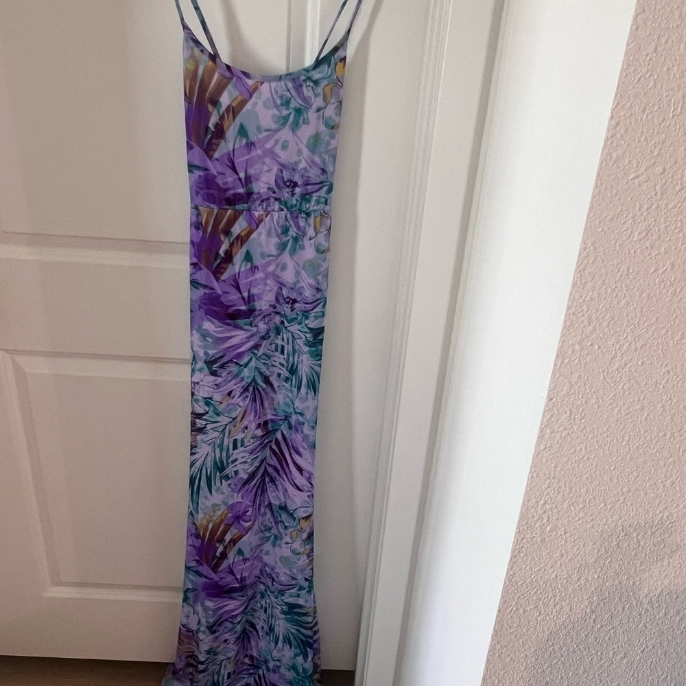 Floral Maxi Dress in Purple and Green Size Medium - Picture 3 of 8